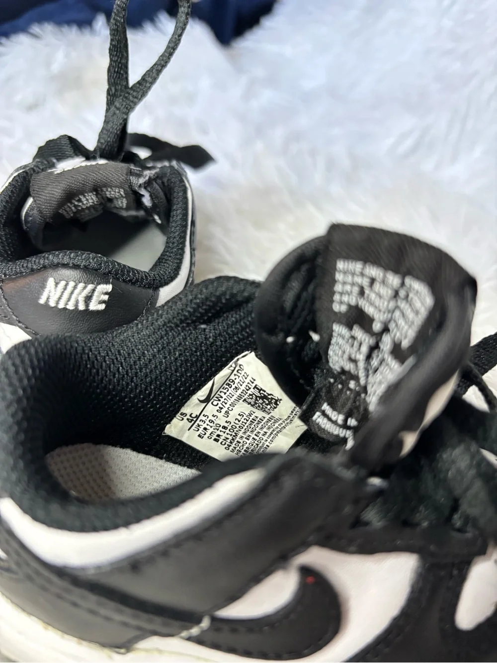 Nike Dunk Low TD Panda Black White Toddler Sneakers Size 4C